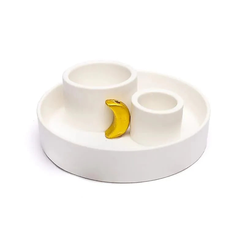Keramische palo santo, smudge en wierook brander maan wit