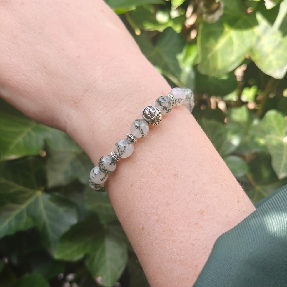 Edelstenen armband | Sterrenbeeld Weegschaal | Agaat mos